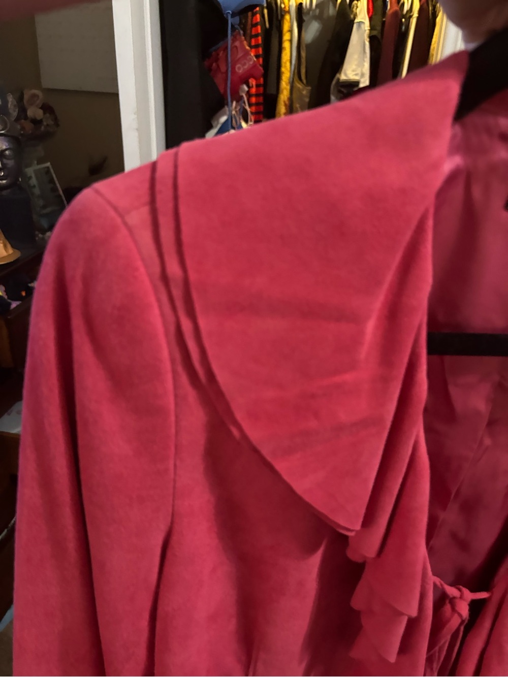 Lafayette 148 New York Raspberry Pink Ruffle-Front Jacket - Picture 3 of 10